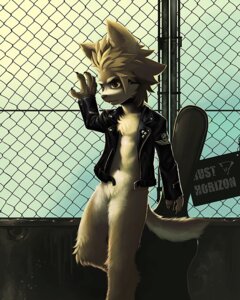Rating: Safe Score: 0 Tags: 4:5 5_fingers against_fence against_surface anterior_nasal_aperture anthro athletic athletic_anthro athletic_male biped black_clothing black_jacket black_leather_jacket black_nose black_topwear blue_background bone bottomless brown_eyes canid canine chain-link_fence chest_tuft claws clothed clothing detailed detailed_background e621 featureless_crotch fence finger_claws fingers fluffy fluffy_tail fox front_view frown fur guitar_case hair hi_res jacket kiske_7key leather leather_clothing leather_jacket leather_topwear male mammal mostly_nude navel open_clothing open_jacket open_topwear outside partially_clothed portrait short_hair sign simple_background skull snout solo standing straps studs tail tan_body tan_fur tan_hair tan_tail three-quarter_portrait topwear tuft young young_anthro young_male User: bunchy7s