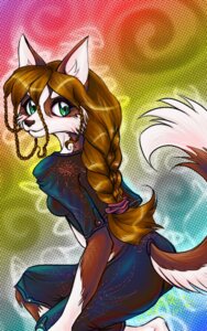 Rating: Safe Score: 0 Tags: 5:8 abstract_background anthro big_eyes braided_hair canid canine canis domestic_dog e621 embroidery female hair halftone halftone_background mammal pattern_background ponytail simple_background solo ss4sascha tail User: bunchy7s