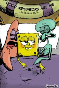 Rating: Questionable Score: 0 Tags: 4_fingers anthro aquatic asteriid asterozoan bed bedding blanket blue_eyes blush cephalopod coleoid e621 echinoderm english_text eyes_closed fingers furniture giant_pacific_octopus green_body group inside lol_comments looking_aside male male/male mollusk nickelodeon octopodiform octopus on_bed patrick_star pink_body pink_sea_star pisaster sea_sponge source_request spongebob_squarepants spongebob_squarepants_(character) spongychic squidward_tentacles starfish text under_covers yellow_body User: bunchy7s