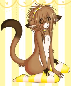 Rating: Safe Score: 0 Tags: anthro biped brown_hair clothed clothing collar domestic_cat e621 eyelashes faenatical felid feline felis female feno flat_chested hair heart_symbol legwear mammal pattern_clothing pattern_legwear pinup pose ribbons sitting solo stockings striped_clothing striped_legwear stripes tail topless User: bunchy7s