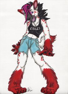 Rating: Safe Score: 0 Tags: 2007 alternative_fashion anthro biped black_hair blue_eyes bottomwear chelsea_hawk clothed clothing denim denim_clothing e621 female fur hair hyena kwik_(artist) looking_at_viewer mammal markings midriff mohawk multicolored_body multicolored_fur navel open_mouth pink_hair punk purple_eyes purple_sclera red_body red_fur red_markings shorts simple_background skimpy smile solo spots spotted_body spotted_fur spotted_hyena standing tomboy white_background white_body white_fur User: bunchy7s