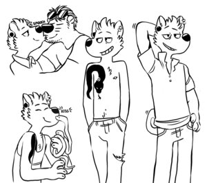 Rating: Questionable Score: 0 Tags: anthro anthro_on_anthro black_and_white canid canine canis clothed clothing domestic_dog duo e621 ear_piercing eyewear howie_(vasuki) kissing male mammal monochrome nipple_piercing nipples penetration piercing reptile scalie shiba_inu simple_background snake solo spitz sunglasses topless vasuki white_background User: bunchy7s