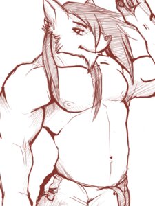 Rating: Questionable Score: 0 Tags: 3:4 anthro biped bulge canid canine canis clothed clothing e621 komboochie looking_at_viewer male mammal monochrome muscular muscular_anthro muscular_male pose red_wolf sketch solo standing topless wolf wolf_nanaki User: bunchy7s