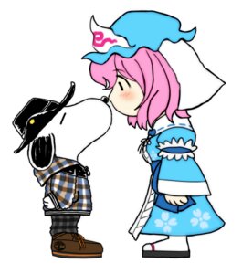 Rating: Safe Score: 0 Tags: anthro beagle canid canine canis clothed clothing domestic_dog dress duo e621 eyebrows eyes_closed female hair hat headgear headwear human hunting_dog male mammal peanuts_(comic) pink_hair scent_hound shin'en_(gyokuro_company) simple_background snoopy tenkan touhou white_background yuyuko_saigyouji User: bunchy7s