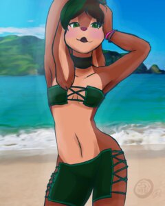 Rating: Safe Score: 0 Tags: 4:5 anthro beach big_ears bikini biped blush bracelet breasts cainethelongshot choker clothed clothing cloud detailed_background e621 eyewear ezzie female floppy_ears goggles green_eyes hair happy hi_res jewelry lagomorph leporid looking_at_viewer lop_ears mammal navel necklace open_mouth outside pose rabbit sand scenery sea seaside short_hair skimpy sky small_breasts smile solo standing swimmer swimwear two-piece_swimsuit water User: bunchy7s