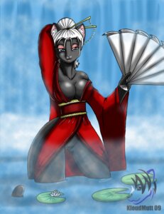 Rating: Explicit Score: 0 Tags: 2009 anthro asian_clothing biped blue_eyes breasts chopsticks clothing digital_media_(artwork) e621 east_asian_clothing eyeshadow felid female flower folding_fan genitals hair hair_bun hand_fan hi_res japanese_clothing kimono kloudmutt legs_in_water lotus_(flower) makeup mammal partially_submerged plant solo standing standing_in_water submerged_legs vulva war_fan water water_lily waterfall weapon white_hair User: bunchy7s