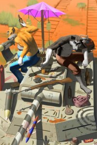 Rating: Safe Score: 0 Tags: 2011 2:3 abs alcohol ammunition anthro armored_vehicle athletic barbecue beer beverage biceps bottomwear canid canine canis cannon clothed clothing detailed detailed_background digital_media_(artwork) domestic_dog duo e621 fangs food green_eyes greyhound gun hi_res hunting_dog husky kokoes kwikdog machine male mammal meesh muscular nordic_sled_dog outside pecs ranged_weapon rifle shorts sighthound spitz tail tank_(vehicle) tank_girl teeth toony topless tracked_vehicle turret umbrella vehicle weapon User: bunchy7s