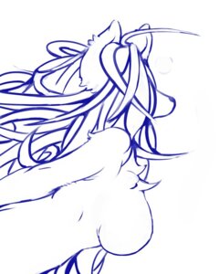 Rating: Questionable Score: 0 Tags: 4:5 anthro big_breasts breasts canid canine e621 female fur hair half-length_portrait long_hair mammal monochrome nude portrait side_boob simple_background sindoll solo white_background User: bunchy7s