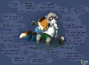 Rating: Safe Score: 0 Tags: 2011 4_fingers anthro art_(pandapaco) biped biro_(pandapaco) black_nose blue_clothing bottomwear broken_language canid canine clothed clothing dipstick_tail duo e621 english_text fingers fox fur gloves_(marking) male mammal markings multicolored_clothing multicolored_topwear orange_body orange_fur pandapaco procyonid raccoon shorts sitting tail tail_markings text thought_bubble topwear two_tone_clothing two_tone_topwear white_body white_fur User: bunchy7s