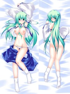 Rating: Questionable Score: 0 Tags: anklehighs ass bare_shoulders between_breasts blush bottomless breasts dakimakura detached_sleeves female footwear frog green_eyes green_hair hair_between_breasts hair_ornament highres long_hair looking_back lying nipples no_panties on_stomach open_clothes open_shirt panties pussy rule34 sanae_kochiya sesield shirt snake socks tabi tears touhou uncensored underwear white_socks User: bunchy7s
