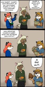 Rating: Safe Score: 0 Tags: anthro blonde_hair canid canine carry-on clothing cross_time_cafe disappointed domestic_cat e621 english_text felid feline felis female food fox freighter_tails fruit gift group hair humor hyena jewelry kathy_garrison kathy_grrsn_(carry-on) mammal mzzkiti necklace nut_(fruit) plant red_hair simple_background size_difference spotted_hyena tail text User: bunchy7s
