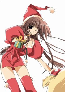 Rating: Questionable Score: 0 Tags: 1girls blue_eyes brown_hair christmas comic_pot female gift gloves hat highres holding holding_gift long_hair red_gloves rule34 santa_costume santa_hat solo suzuhira_hiro thighhighs User: bunchy7s