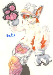 Rating: Questionable Score: 0 Tags: bottomwear canid canine canis clothed clothing domestic_dog e621 gloves green_eyes handwear hat headgear headwear male mammal pants paw_gloves smile solo tail topless watou12 ワトウ User: bunchy7s