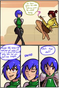 Rating: Safe Score: 0 Tags: blue_hair brown_hair comic e621 english_text female gojiro7 hair human lemonfont mammal ninja not_furry pipe short_hair smoke smoking_pipe text warrior User: bunchy7s