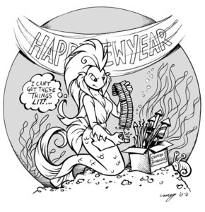 Rating: Safe Score: 0 Tags: 2007 anthro aquatic e621 female fireworks fish holidays humor line_art megan_giles monochrome new_year solo User: bunchy7s