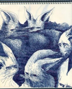 Rating: Safe Score: 0 Tags: ambiguous_gender blue_and_white blue_theme e621 feral group lagomorph leporid mammal monochrome monster oratnir pen_(artwork) rabbit simple_background traditional_media_(artwork) white_background User: bunchy7s