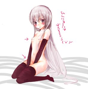 Rating: Explicit Score: 0 Tags: bed blush copyright_request elbow_gloves female flat_chest gloves grey_eyes long_hair nude pointy_chin rule34 silver_hair thighhighs User: bunchy7s