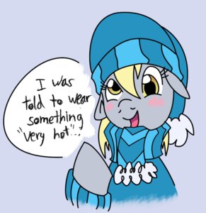 Rating: Safe Score: 0 Tags: blush cross-eyed derp_eyes derpy_hooves_(mlp) e621 english_text equid equine female feral friendship_is_magic hasbro horse humor mammal my_little_pony pony solo text unknown_artist User: bunchy7s