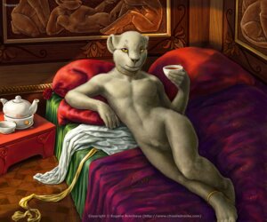 Rating: Questionable Score: 0 Tags: ambiguous_gender anklet anthro bed beverage choker crotch_tuft e621 eugene_arenhaus featureless_crotch felid focco food fur furniture grey_body grey_fur inside jewelry looking_at_viewer mammal necklace nude on_bed painting_(object) photorealism realistic solo text tuft url whiskers yellow_eyes User: bunchy7s