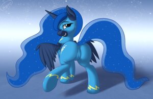 Rating: Questionable Score: 0 Tags: 2013 blue_body blue_eyes blue_feathers blue_fur clothing e621 equid equine feathered_wings feathers female feral friendship_is_magic fur hair hasbro hi_res horn looking_at_viewer looking_back mammal multicolored_hair my_little_pony mythological_creature mythological_equine mythology one_leg_up princess_luna_(mlp) raised_leg simple_background skinsuit skipsy solo star tail text tight_clothing two_tone_hair winged_unicorn wings User: bunchy7s