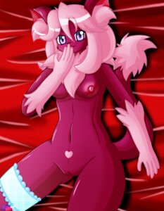 Rating: Explicit Score: 0 Tags: accessory breasts chest_tuft cosmeon e621 elise female fur garter genitals hair heart_symbol nipples nude pink_hair purple_eyes solo tail tail_tuft tuft vulva User: bunchy7s