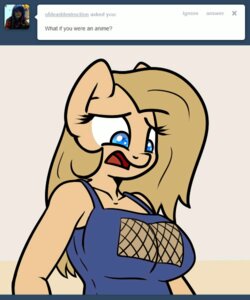 Rating: Questionable Score: 0 Tags: 2d_animation 5:6 animated animated_gif anthro backy_(ask-backy) big_breasts blonde_hair blue_clothing blue_eyes blue_topwear bouncing_breasts bouncy breasts cleavage cleavage_cutout clothed clothing cutout digital_media_(artwork) e621 earth_pony equid equine fan_character female fishnet_clothing fishnet_topwear frame_by_frame fur hair half-length_portrait hasbro horse mammal my_little_pony pony portrait scared short_playtime slavedemorto solo straps tan_body tan_fur topwear User: bunchy7s