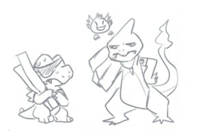 Rating: Safe Score: 0 Tags: ambiguous_gender charmeleon digital_drawing_(artwork) digital_media_(artwork) duo_focus e621 eye_patch eyewear feral fire flaming_tail floating_hands full-length_portrait generation_1_pokemon generation_2_pokemon greyscale group haunter haychel monochrome mycaelis nintendo pokemon pokemon_(species) portrait simple_background sketch tail totodile vagus_(haychel) white_background User: bunchy7s