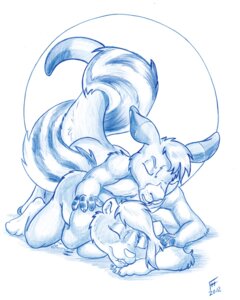 Rating: Explicit Score: 0 Tags: 2012 4:5 anthro anthro_on_anthro bite biting_lip blue_and_white bodily_fluids breasts cum dipstick_tail duo e621 entwined_tails eyes_closed female flinters flinters_(character) fluffy fluffy_tail from_behind_position genital_fluids kangaroo lying macropod male male/female mammal markings marsupial mephitid monochrome multicolored_tail nude on_front open_mouth sex sketch skunk tail tail_coil tail_markings User: bunchy7s