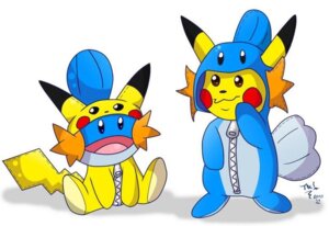 Rating: Safe Score: 0 Tags: 2010 ambiguous_gender blue_body blue_skin brown_eyes clothed clothing cosplay costume dipstick_ears duo e621 ear_markings fin fully_clothed fur furry_wearing_fursuit fursuit generation_1_pokemon generation_3_pokemon head_fin long_ears mammal markings mudkip multicolored_ears nintendo open_mouth pikachu pikachu_onesie pokemon pokemon_(species) pokemon_costume rodent simple_background sitting standing tail tongue unknown_artist white_background yellow_body yellow_fur zipper User: bunchy7s