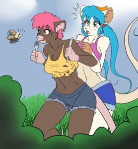 Rating: Safe Score: 0 Tags: anthro arthropod beetle big_breasts blue_hair bottomwear breasts clothed clothing denim denim_clothing duo e621 elytron eyewear female freckles fur glasses green_eyes hair house_mouse huge_breasts insect jasmine_(skidd) mammal mouse murid murine piercing pink_eyes pink_hair rat rodent shirt shorts skidd tail tank_top tomboy topwear trace_raymes white_body white_fur User: bunchy7s