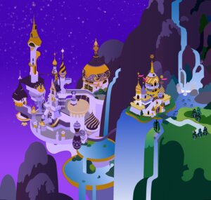 Rating: Safe Score: 0 Tags: absurd_res breauna building canterlot castle detailed_background e621 friendship_is_magic hasbro hi_res isometric mountain my_little_pony night outside scenery star water waterfall zero_pictured User: bunchy7s