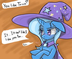 Rating: Safe Score: 0 Tags: 2013 blush cape clothing dialogue e621 english_text equid equine female feral friendship_is_magic hasbro hat headgear headwear horn mammal moonlightcharmer my_little_pony mythological_creature mythological_equine mythology purple_eyes solo text trixie_(mlp) tsundere unicorn wizard_hat User: bunchy7s