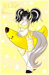 Rating: Questionable Score: 0 Tags: 2011 ambiguous_gender anthro banana border duo e621 female food fruit hi_res lapinousmalice mammal micro plant tail unknown_species yellow_border User: bunchy7s