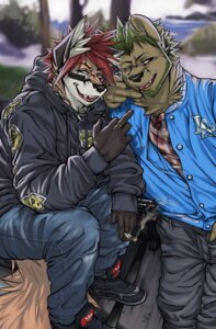 Rating: Safe Score: 0 Tags: anthro bear canid canine drugs duo e621 ear_piercing fox linni-fight male mammal marijuana piercing ring smoke User: bunchy7s