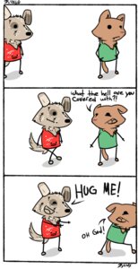Rating: Explicit Score: 0 Tags: :d after_sex anthro black_nose bodily_fluids brown_body brown_fur canid canine canis chest_tuft comic cum cum_covered cum_on_face cum_on_shirt cum_on_tail d: dialogue dipstick_ears domestic_cat domestic_dog dot_eyes duo e621 ear_markings english_text felid feline felis fur genital_fluids hands_on_hips hug humor jinxed jjiinx_(character) male mammal markings messy multicolored_ears pink_nose running scared simple_background simple_eyes smile standing syynx tail tan_body tan_fur text tuft walking white_background User: bunchy7s