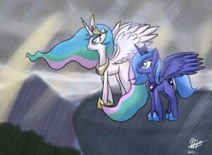 Rating: Safe Score: 0 Tags: cutie_mark detailed_background duo e621 echowolf800 equid equine feathered_wings feathers female feral friendship_is_magic hasbro horn mammal my_little_pony mythological_creature mythological_equine mythology outside princess princess_celestia_(mlp) princess_luna_(mlp) quadruped raining royalty sibling_(lore) sister_(lore) sisters_(lore) tail toony winged_unicorn wings User: bunchy7s