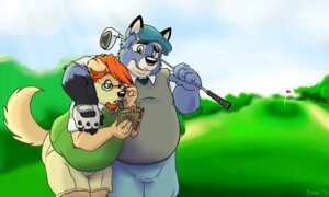 Rating: Safe Score: 0 Tags: anthro bravo bravo_(character) canid canine canis clothing domestic_dog duo e621 eyewear glasses male mammal overweight tail topwear vest User: bunchy7s