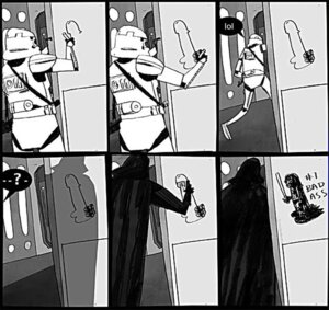 Rating: Explicit Score: 0 Tags: ? anakin_skywalker drawing graffiti humor male penis penis_drawing rule34 star_wars stormtrooper tagme text User: bunchy7s