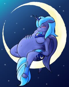 Rating: Questionable Score: 0 Tags: anthro anthrofied belly big_belly blue_body blue_feathers blue_hair blue_theme blush breasts crescent_moon cutie_mark duragan e621 equid equine eyes_closed feathered_wings feathers female friendship_is_magic hair hasbro hi_res horn mammal moon my_little_pony mythological_creature mythological_equine mythology navel overweight overweight_anthro overweight_female princess_luna_(mlp) smile solo tail winged_unicorn wings User: bunchy7s