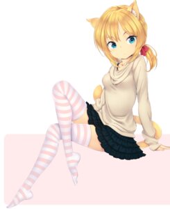 Rating: Safe Score: 0 Tags: absolute_territory accessory animal_humanoid arm_support blonde_hair blue_eyes bottomwear bow_(feature) bow_accessory bow_ribbon cat_humanoid cat_tail clothing crossed_legs digital_media_(artwork) e621 felid felid_humanoid feline feline_humanoid female hair hair_accessory hair_bow hair_ribbon humanoid legwear looking_at_viewer mammal mammal_humanoid pattern_clothing pattern_legwear ponytail ribbons shaded short_hair simple_background sitting skirt solo striped_clothing striped_legwear stripes thigh_highs zizi_(zz22) User: bunchy7s