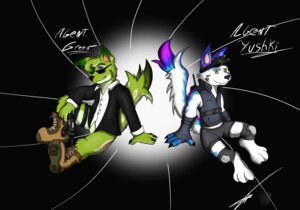 Rating: Safe Score: 0 Tags: agent_green agent_yushki anthro blue_eyes bottomwear canid canine canis clothing domestic_dog dragozard duo e621 footwear fur gloves green_body green_fur gun handgun handwear husky male mammal multicolored_body multicolored_fur nordic_sled_dog pants pistol pose ranged_weapon shirt shoes spitz tail team_pose topwear weapon white_body white_fur User: bunchy7s