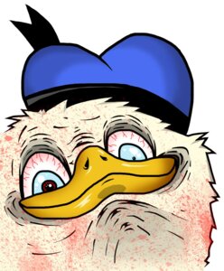 Rating: Questionable Score: 0 Tags: anatid anseriform anthro avian beak bird bloodshot_eyes clothing creepy dolan drugged drunk duck e621 feathers hat headgear headwear looking_at_viewer male meme nightmare_fuel orange_beak possession rape_face red_eyes solo substance_intoxication unknown_artist white_body white_feathers User: bunchy7s