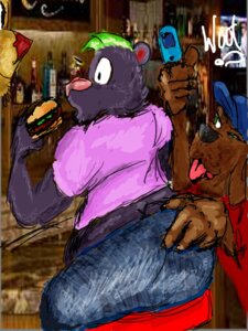 Rating: Questionable Score: 0 Tags: 3:4 anthro bear butt canid canine canis domestic_dog e621 grope group male male/male mammal overweight slightly_chubby suggestive unknown_artist unknown_species User: bunchy7s
