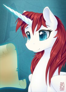 Rating: Safe Score: 0 Tags: 2013 blue_eyes e621 equid equine feathered_wings feathers female feral friendship_is_magic glowing hair hasbro horn lauren_faust_(character) levitation magic mammal my_little_pony mythological_creature mythological_equine mythology red_hair scroll signature skyheavens smile solo text white_body white_feathers winged_unicorn wings User: bunchy7s
