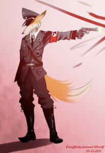 Rating: Safe Score: 0 Tags: 2011 5_fingers anthro archived_source biped canid canine clothing dated e621 fingers fox furzi gun handgun holding_gun holding_handgun holding_object holding_pistol holding_ranged_weapon holding_weapon male mammal nazi obscured_eyes pistol ranged_weapon shooting solo sswolf tail text uniform url weapon User: bunchy7s