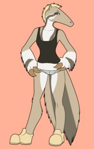 Rating: Questionable Score: 0 Tags: 2012 anteater anthro biped blonde_hair bottomwear breasts brown_body brown_fur clothing digital_media_(artwork) e621 female fivel footwear fur giant_anteater green_eyes hair hi_res long_snout mammal midriff navel panties pilosan shirt shoes shorts simple_background small_breasts snout solo tail tank_top topwear underwear xenarthran User: bunchy7s