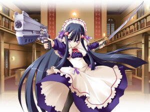 Rating: Safe Score: 0 Tags: 4:3 clothed clothing detailed_background e621 female gun handgun holding_object holding_weapon human inside katana maid_uniform mammal melee_weapon not_furry oshiete ranged_weapon re:_maid revolver solo standing sword uniform unknown_artist wallpaper weapon User: bunchy7s