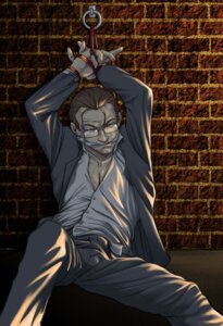 Rating: Explicit Score: 0 Tags: 1boy 2d bondage brick_wall brown_hair button_down_shirt charles_foster_offdensen chest chest_hair dethklok dick_outline dramatic_lighting fully_clothed gagged glasses male male_only metalocalypse nosebleed open_suit penis rule34 suit tagme tied_to_wall User: bunchy7s