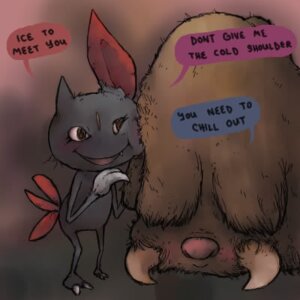 Rating: Safe Score: 0 Tags: 1:1 ambiguous_gender anthro biped duo e621 english_text feral generation_2_pokemon humor low_res mammal mustelid nintendo piloswine pokemon pokemon_(species) pun rocket_grunt_(artist) sneasel suine text tusks User: bunchy7s