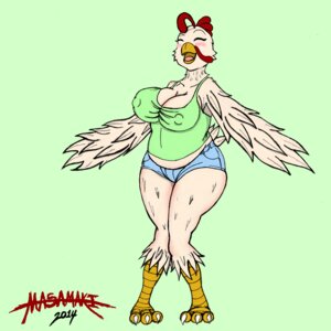 Rating: Questionable Score: 0 Tags: 1:1 2014 anthro avian beak bird blush breasts chicken claws e621 eyes_closed feathered_wings feathers female galliform happy hi_res masamaki non-mammal_breasts open_mouth phasianid pose simple_background slightly_chubby solo tongue wide_hips wings User: bunchy7s